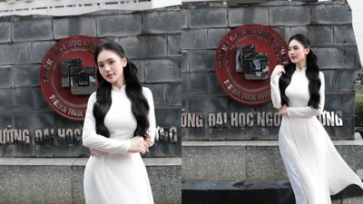 Hot girl ngoại thương duyên dáng trong tà áo dài