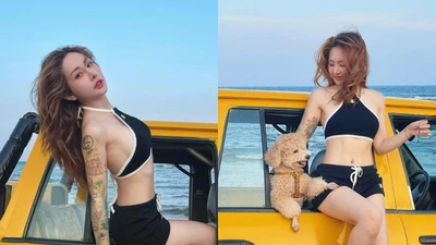 Du Uyên thả dáng trên ô tô đầy phóng khoáng