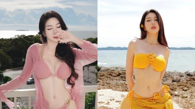 Thời trang đi biển nóng bỏng của người mẫu xe hơi Thái Lan