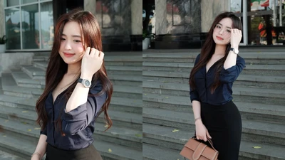 "Hot girl Hà thành" thả thính cực ngọt với giao diện quý cô công sở