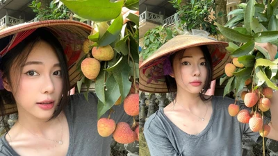 Hot girl viral với loạt ảnh thôn nữ bên vườn vải chín mọng