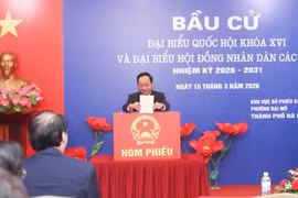 Trưởng Ban Tuyên giáo và Dân vận Trung ương Trịnh Văn Quyết bỏ phiếu bầu cử