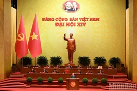 Tổng Bí thư Tô Lâm báo cáo về các văn kiện trình Đại hội XIV Đảng Cộng sản Việt Nam tại phiên khai mạc Đại hội đại biểu toàn quốc lần thứ XIV Đảng Cộng sản Việt Nam. Ảnh: Nhân dân.