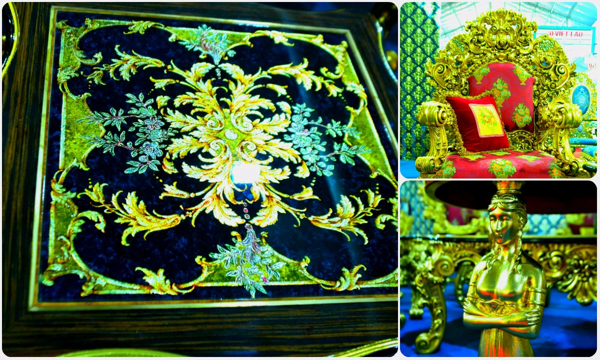 Siêu bàn ghế dát vàng hơn 2 tỷ dành cho đại gia Việt