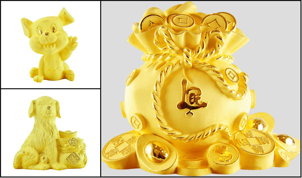 Vật phẩm phong thủy mạ vàng giá bạc triệu hút khách ngày Tết