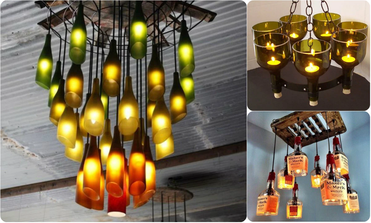 Ngắm đèn chùm trang trí nhà siêu độc từ chai thủy tinh 