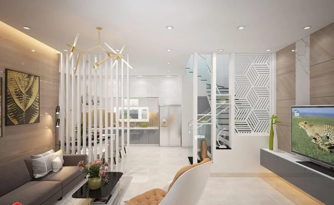 Nhà ống hai tầng kết hợp sân thượng đẹp miễn chê