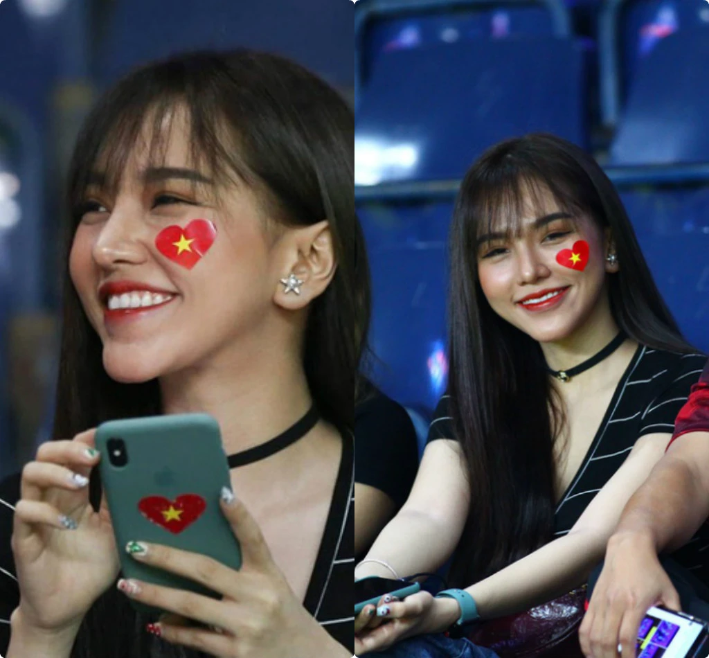 Bạn gái Hoàng Đức khoe eo thon gọn cổ vũ U23 Việt Nam