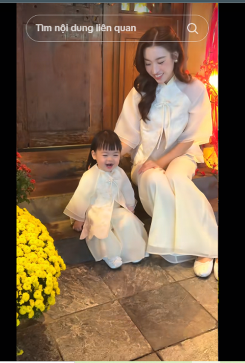 Cô nhóc mặc áo dài đón Tết Nguyên đán 2025. Ảnh: TikTok Đỗ Mỹ Linh.