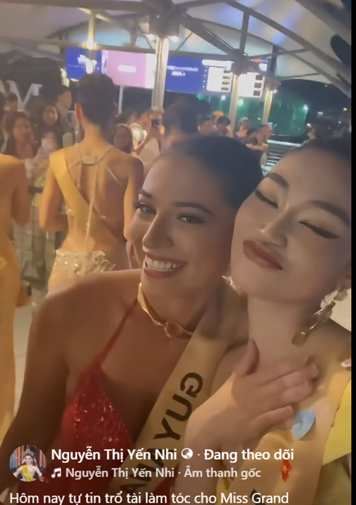 Đại diện Guyana được Yến Nhi làm tóc, cho mượn đồ. Ảnh: FB Yến Nhi.