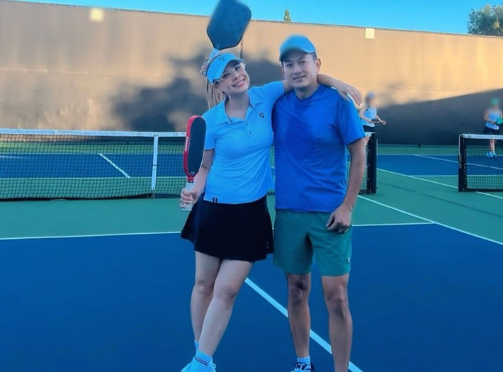 Chồng "búp bê" Thanh Thảo vốn mê thể thao. Ngoài pickleball, Tom Han mê chạy bộ, bơi, đạp xe. Ảnh: FB Thanh Thảo.