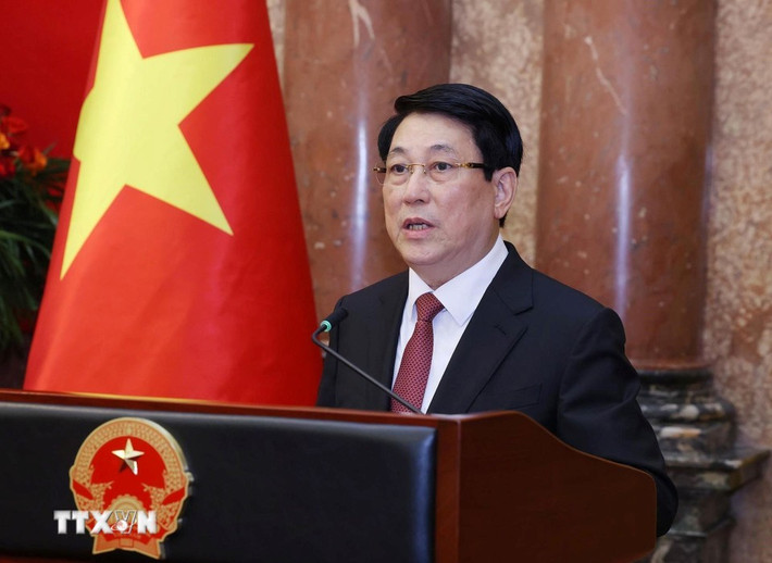 Chủ tịch nước Lương Cường phát biểu. (Ảnh: Lâm Khánh/TTXVN)