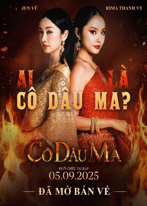 Trong phim Cô dâu ma vừa ra rạp, Rima Thanh Vy đóng vai nữ chính Yến - một cô gái Việt làm dâu trong một gia đình thượng lưu ở Thái Lan, còn Jun Vũ (trái) có tạo hình bí ẩn. Ảnh: FB Rima Thanh Vy.