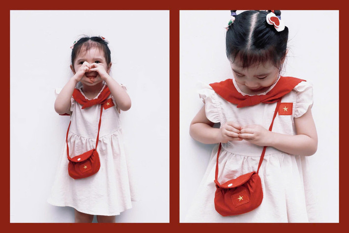 Bé Misumi - con gái Bảo Anh diện trang phục in lá cờ đỏ sao vàng. Ảnh: FB Bảo Anh.