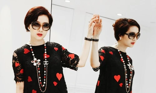 Hoa hậu Giáng My trẻ trung, quý phái với sắc đen