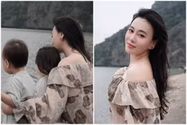 Phương Oanh khoe vẻ rạng rỡ bên cặp song sinh