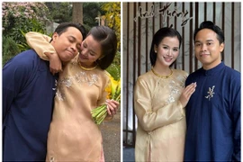 Á hậu Hương Ly tình tứ bên chồng trong lễ vu quy