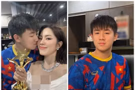 Con trai Lê Phương trổ tài nấu ăn mừng thành tích của mẹ