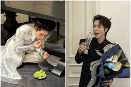 Đức Phúc hào hứng bắt trend 'chui gầm bàn ăn 12 quả nho'