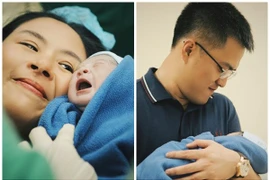 Ngọc Hân lần đầu khoe ảnh con trai sau 3 tuần sinh nở