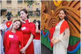 Hai hoa hậu cao nhất showbiz gây chú ý trong buổi tổng duyệt diễu binh A80