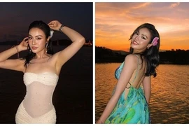 Á hậu Hoàn vũ Việt Nam Thủy Tiên khoe vẻ quyến rũ trên biển