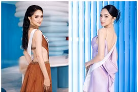 Hương Giang khoe lưng trần gợi cảm ở Miss Universe 2025