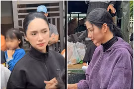 Hoàng Thùy - Hương Giang đi trao quà cho người dân vùng lũ