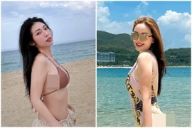 Hai "công chúa" Bảo Thy - Khổng Tú Quỳnh diện bikini khoe dáng quyến rũ