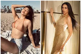  Võ Hoàng Yến gợi cảm với bikini ở trời Tây