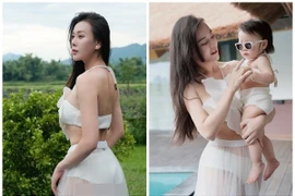 Phương Oanh khoe vòng ba quyến rũ bên bể bơi