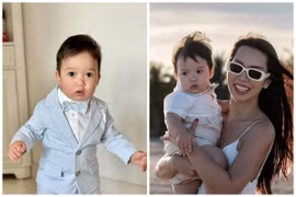 Siêu mẫu Hà Anh khoe con trai diện vest đáng yêu