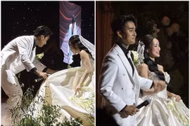 Đạt G ân cần chăm sóc Bảo Ngọc trong đám cưới