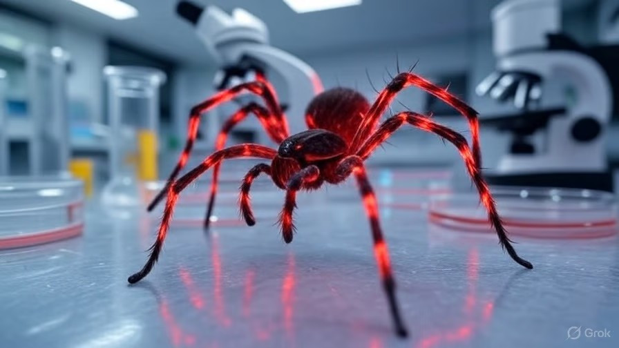 Các nhà nghiên cứu đã tiêm CRISPR-Cas9 cùng gene mã hóa protein huỳnh quang đỏ vào trứng nhện cái.(Ảnh: rathbiotaclan)