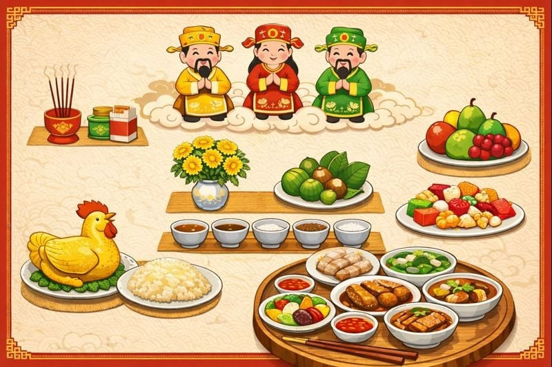 Mâm cúng ông Công ông Táo 2026 đầy đủ nhất