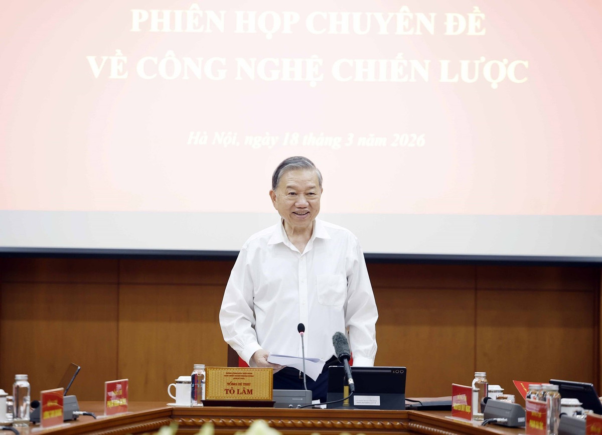 Tổng Bí thư Tô Lâm phát biểu tại phiên họp. Ảnh: TTXVN.