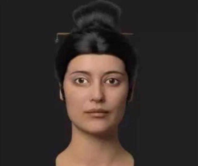 Một phi tần cũng được phục dựng với gương mặt thanh tú, mắt to, mũi cao.(Ảnh: Sohu)