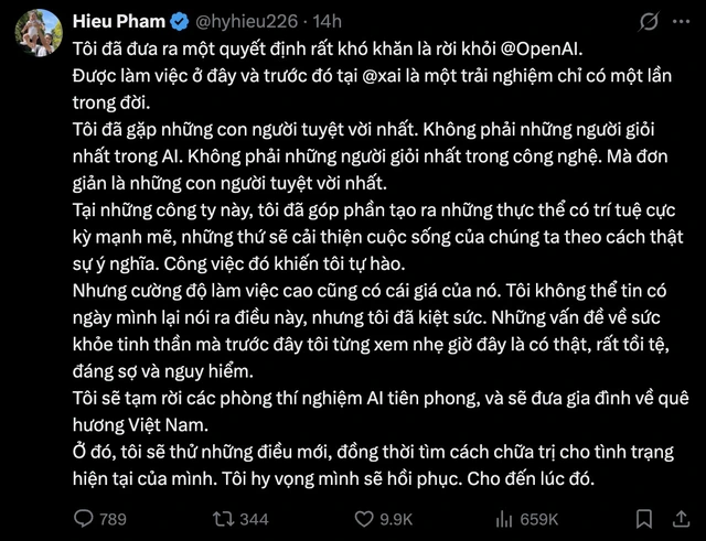 Điều gây chú ý là loạt trạng thái anh đăng trước khi nghỉ việc.
