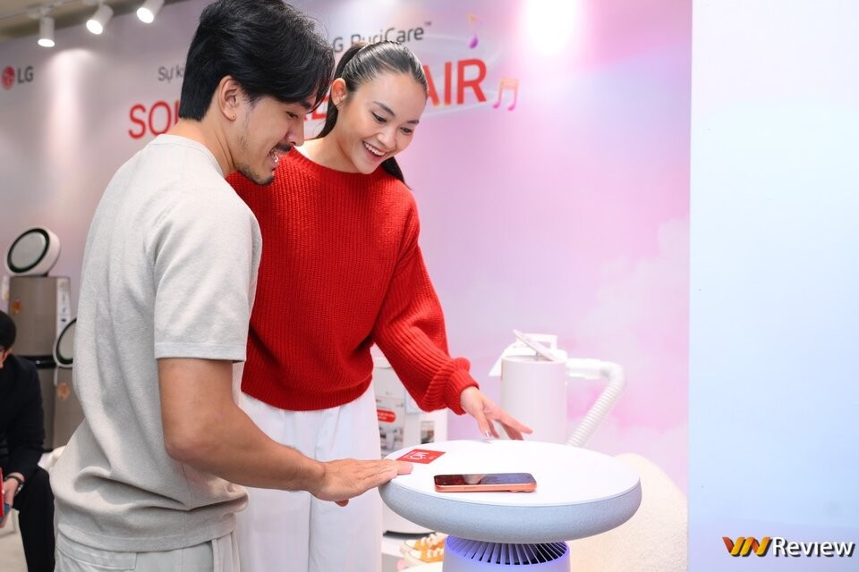 Công nghệ AI giúp AeroSpeaker tự điều chỉnh chế độ lọc theo chất lượng không khí, tiết kiệm tới 40,5% điện năng.(Ảnh: Vnreview)