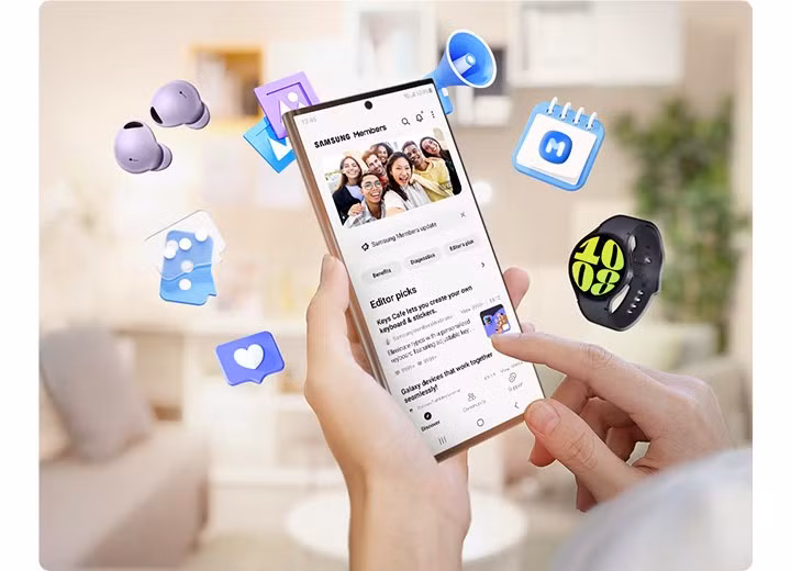 Dùng ứng dụng Samsung Members để kiểm tra phần cứng và đảm bảo mọi tính năng hoạt động ổn định.