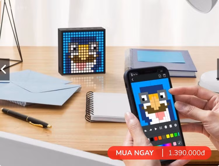 Divoom Timebox-Evo với màn hình LED pixel 16x16 vừa trang trí vừa hiển thị hình ảnh.