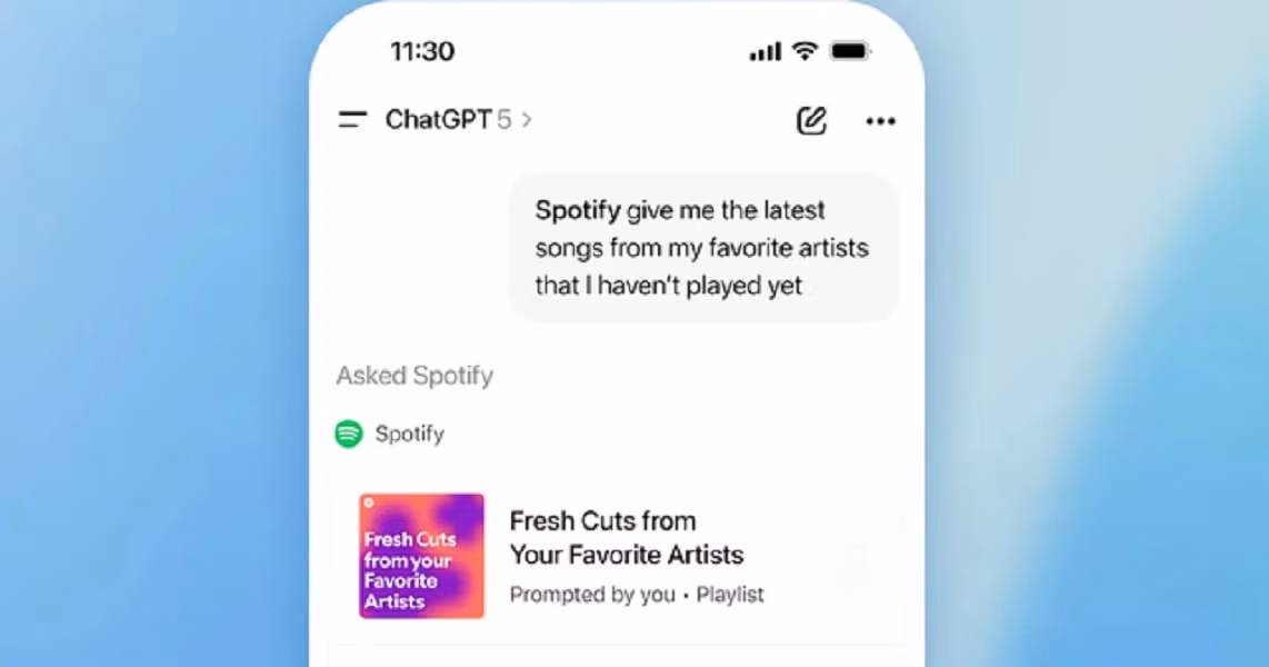 Từ nay, người dùng có thể trò chuyện và thao tác với các ứng dụng như Spotify, Canva, Figma hay Coursera ngay trong cửa sổ chat.