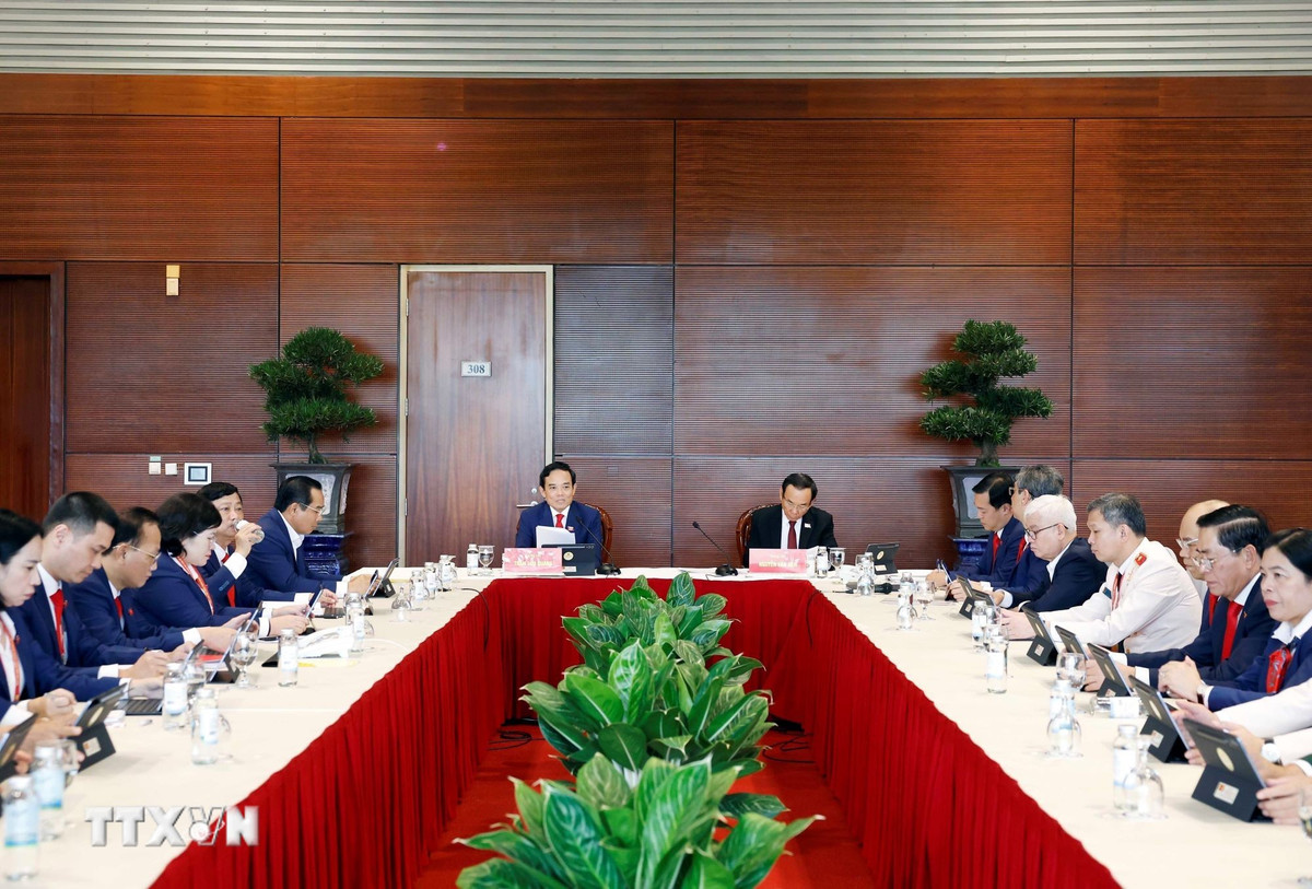 Đoàn đại biểu Đảng bộ Thành phố Hồ Chí Minh thảo luận các văn kiện Đại hội tại Đoàn. (Ảnh: TTXVN)