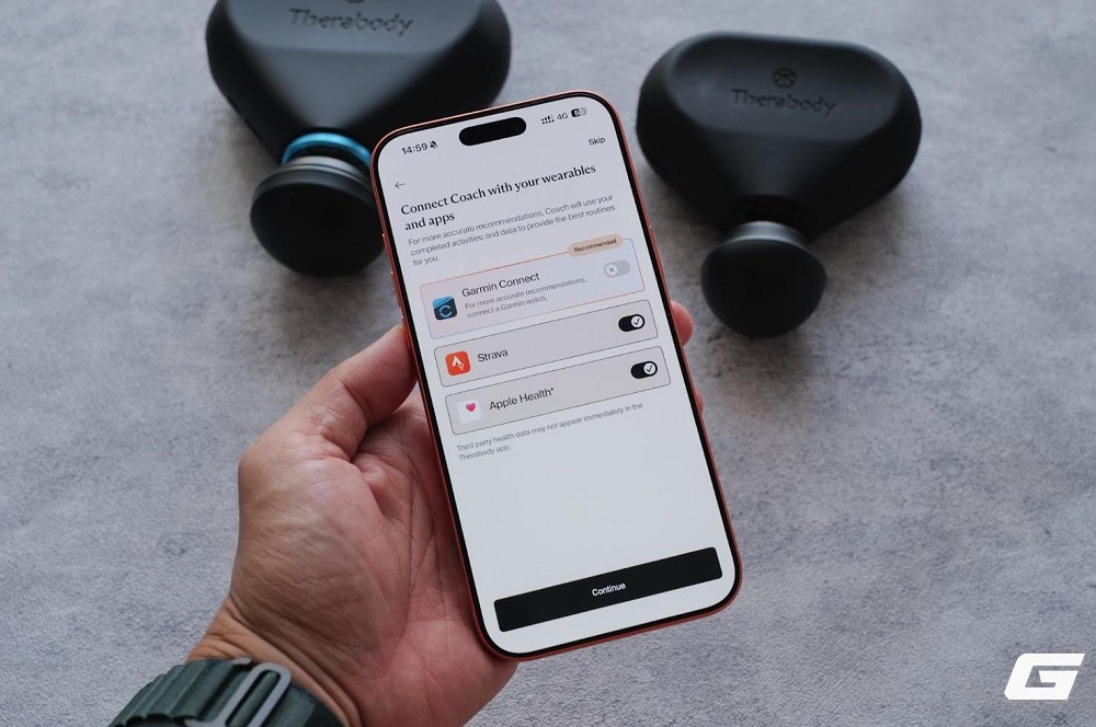 Tính năng Coach by Therabody sử dụng AI để gợi ý bài massage dựa trên dữ liệu vận động từ Apple Health, Garmin hay Strava.(Ảnh: Genk)