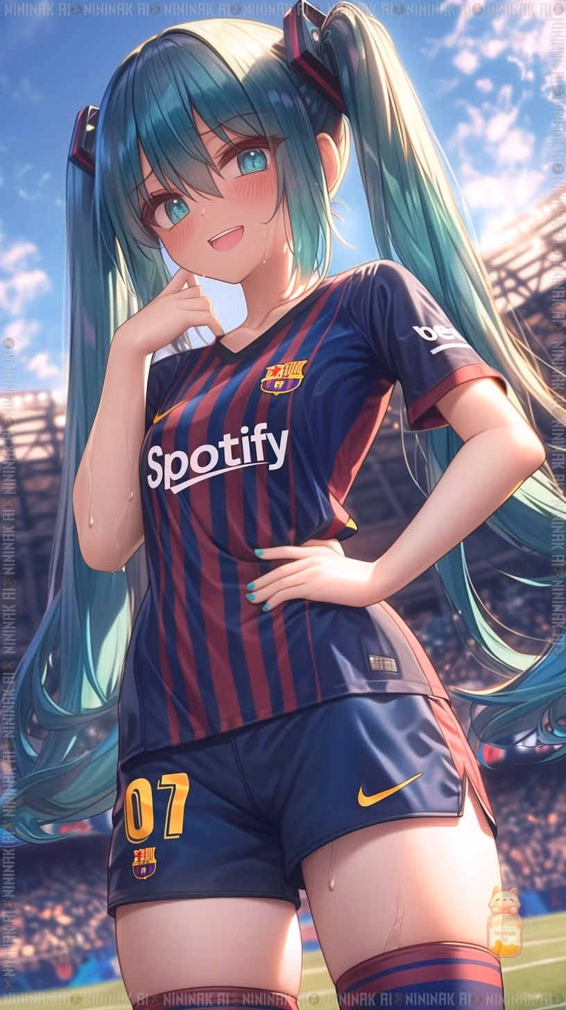 Một loạt hình ảnh do AI tạo ra đang gây sốt khi biến các mỹ nữ anime nổi tiếng thành cầu thủ khoác áo FC Barcelona.