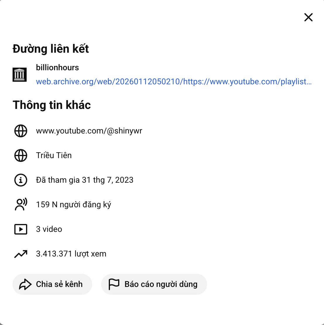 Trên giao diện YouTube, thời lượng hiển thị là 140 năm, nhưng khi bấm xem thực tế chỉ khoảng 12 tiếng hoặc thậm chí không thể phát.