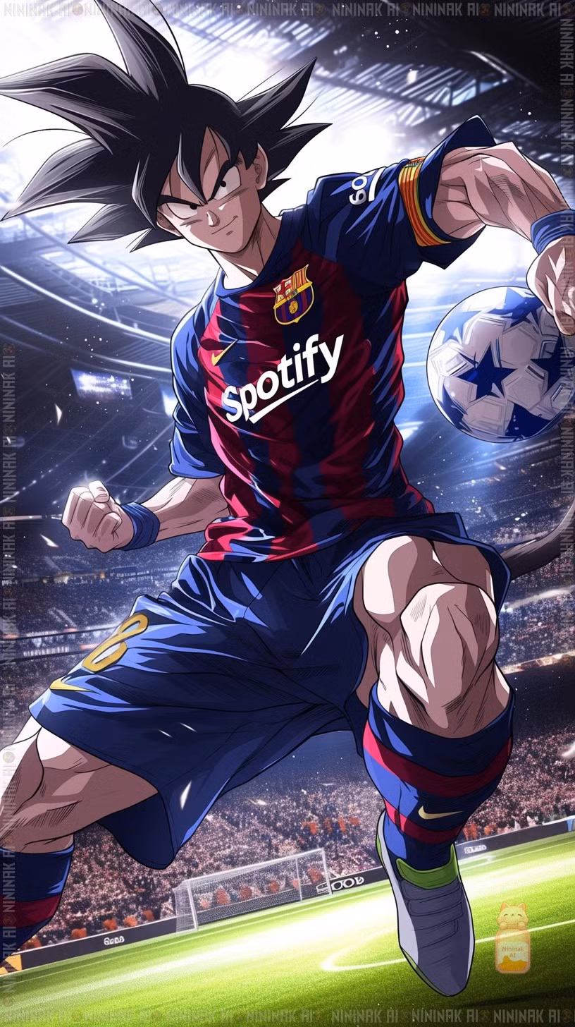 Goku hóa thành sát thủ vòng cấm, tung cú sút xuyên thủng mọi lưới đối phương.