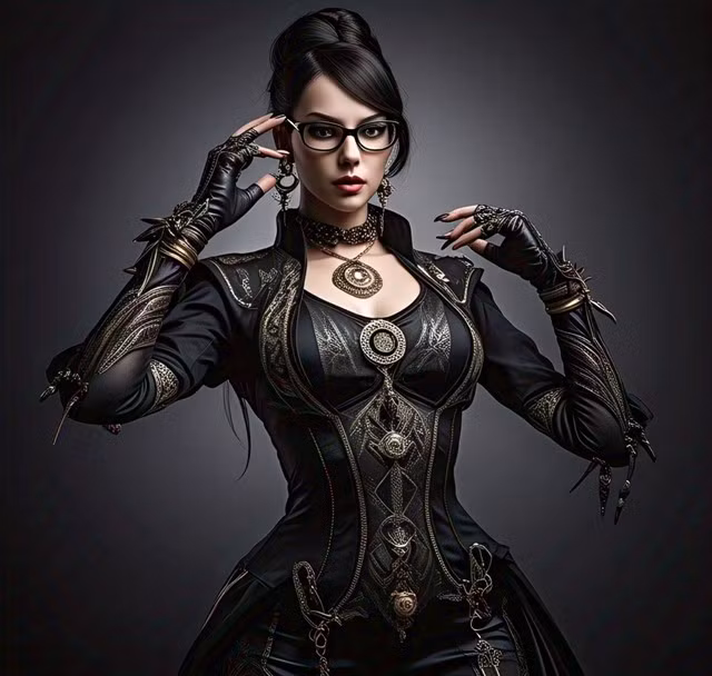 AI không quên nhấn mạnh thần thái kiêu sa và cá tính nổi loạn của phù thủy này.