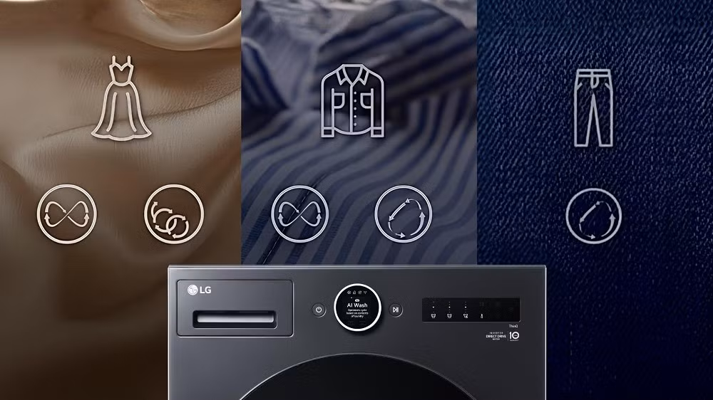 Công nghệ LG AI DD™ 2.0 trên dòng máy giặt sấy mới giúp “hiểu” từng loại vải và tự động điều chỉnh chu trình giặt tối ưu.