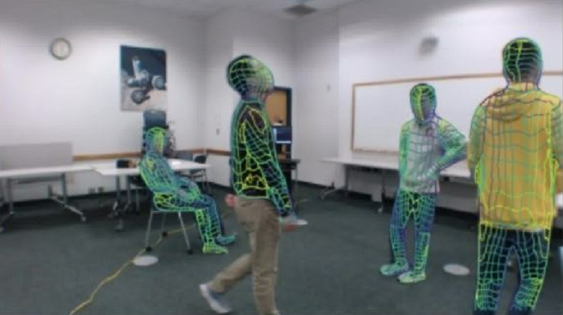 AI xử lý dữ liệu để tái tạo tư thế và chuyển động ngay cả sau bức tường kín.